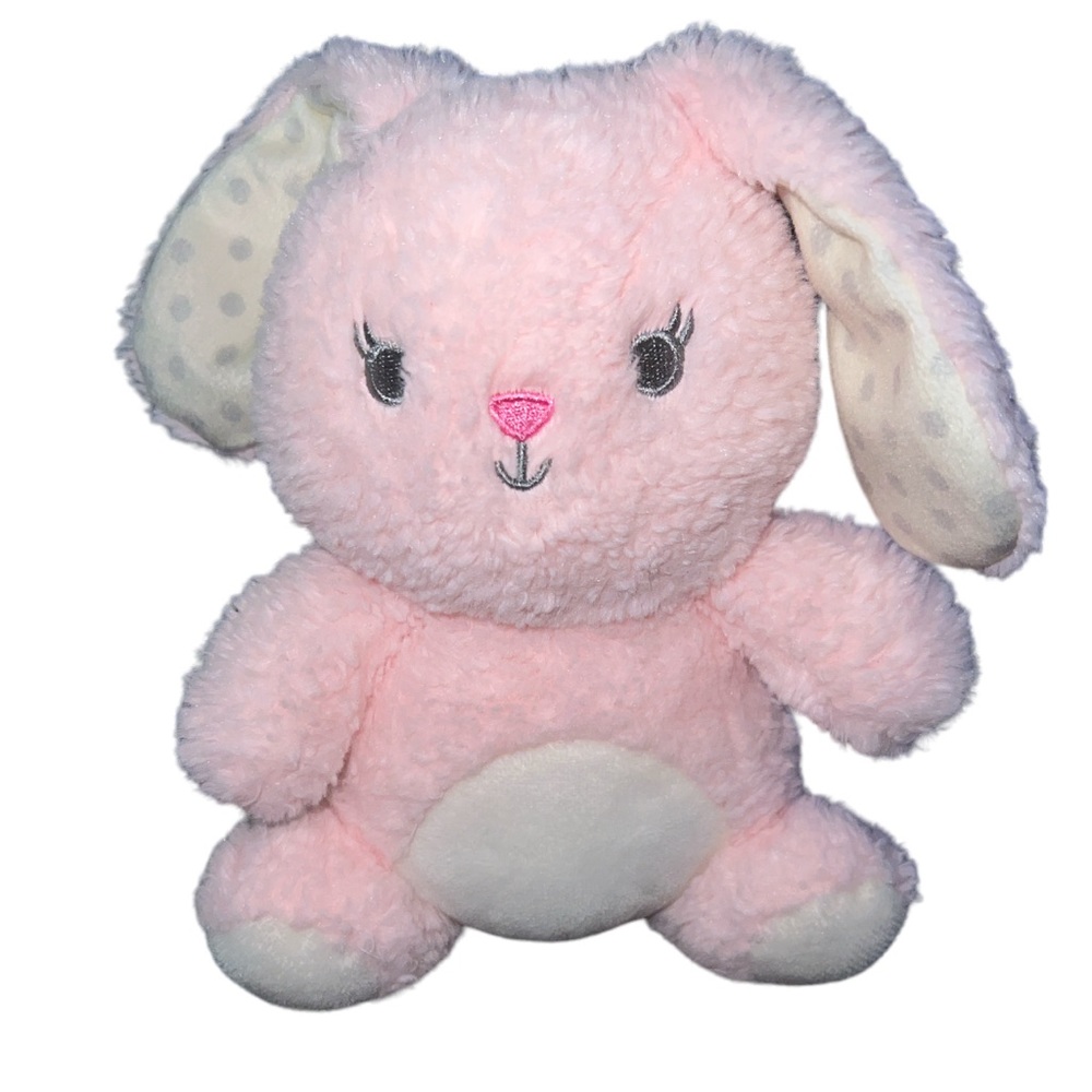 Kelly Toy Kellybaby Collection pink Bunny Plush Rattle Stuffed Animal 8”